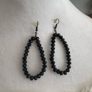 Black Faceted Bead Teardrop Earrings